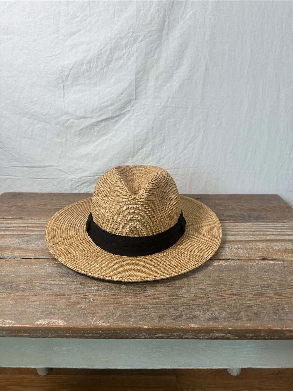 Men's Tan Straw Panama Hat with Black Band